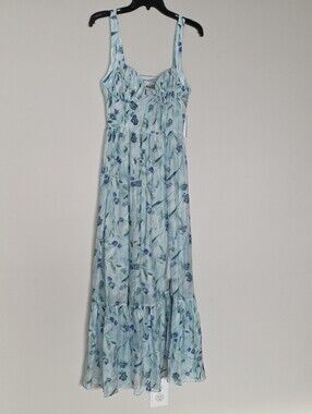 Astr Floral Maxi Dress in Green and Blue